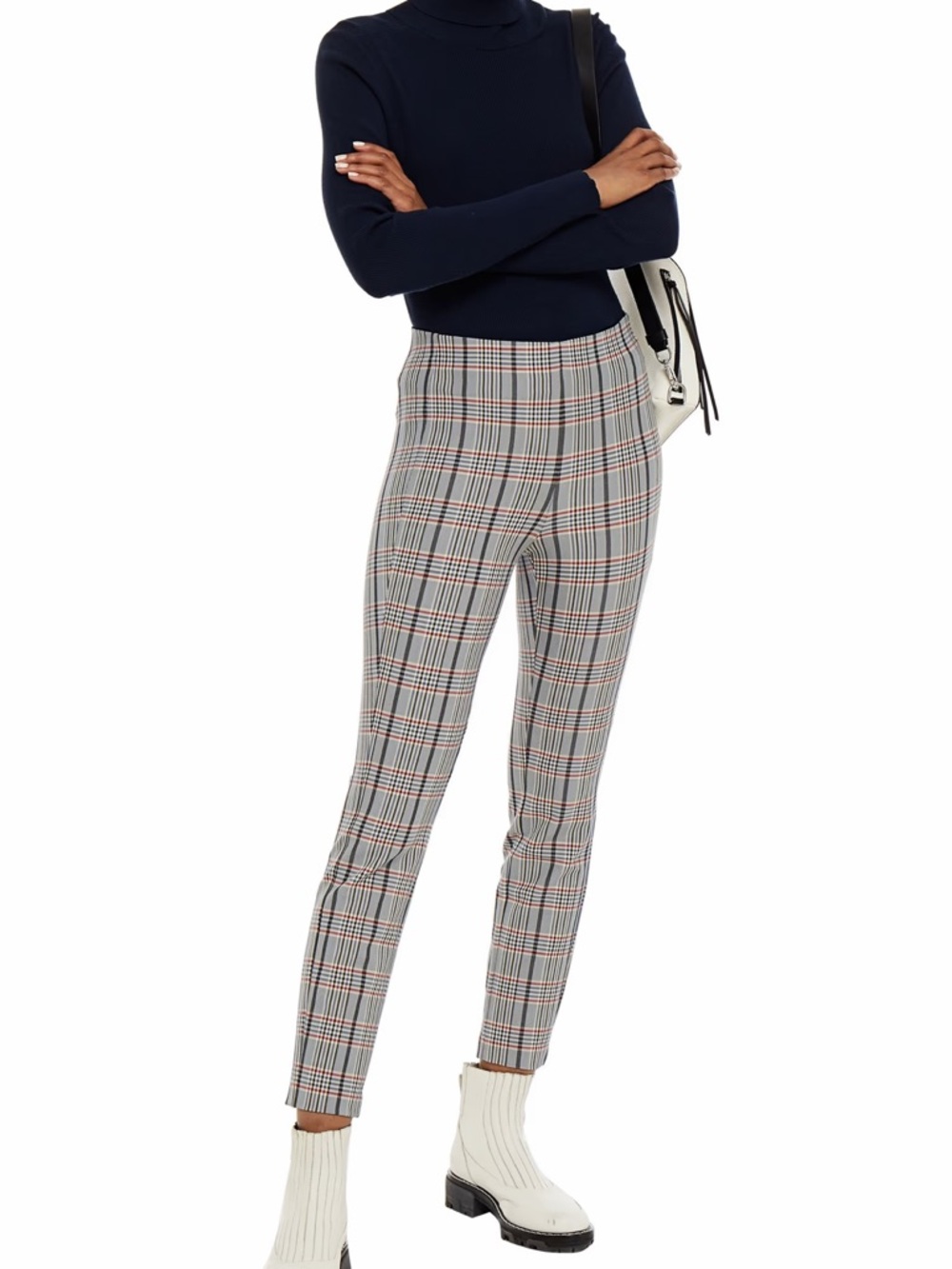 rag & bone Plaid Skinny Ankle Pants in Navy and Gray